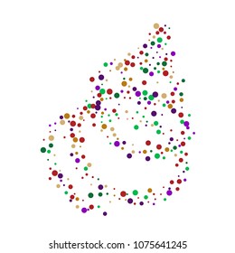 Vector contrast confetti on transparent background. Falling tinsel and confetti from minimalistic geometrical confetti and ribbons. Flat falling glitter. Abstract triangles and ribbons on label.