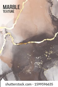 Vector contrast grey and orange marble poster, pastel alcohol ink greeting card, inking website banner, abstract packaging with liguid flows background.