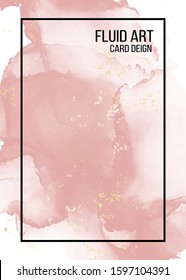 Vector contrast pink rose soft marble poster, pastel alcohol ink greeting card, inking website banner, abstract packaging with liguid flows background.