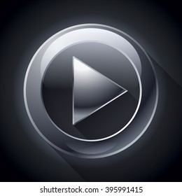 Vector control button, play icon, black gloss button, elements for you design project