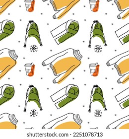 Vektorgrafik und Farbfleck nahtlose Muster der Winterbekleidung