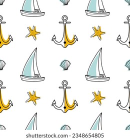 contorno vectorial y mancha de color sin fisuras en el tema del crucero marítimo