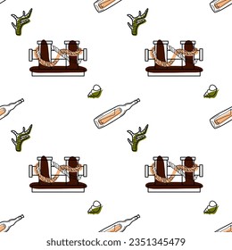 vector contur and color stain seamless pattern on the theme of sea cruise