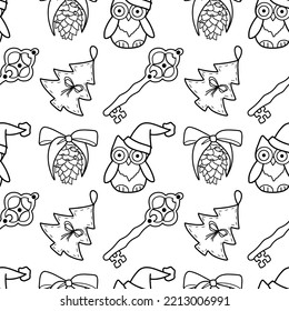 vector contur seamless pattern New Year s, Christmas decorations, toys