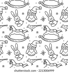 vector contur seamless pattern New Year s, Christmas decorations, toys