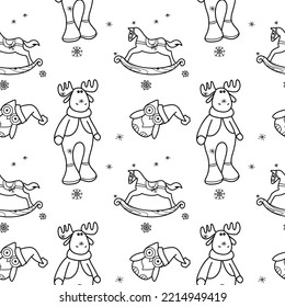 vector contur seamless pattern New Year s, Christmas decorations