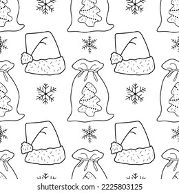 vector contur seamless pattern New Year s, Christmas decorations