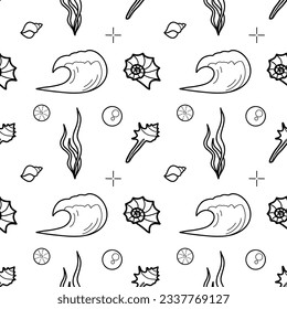 vector contur seamless pattern on the theme of sea cruise
