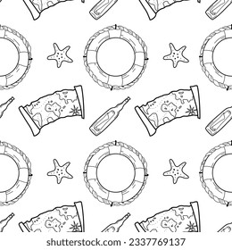 vector contur seamless pattern on the theme of sea cruise