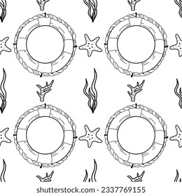 vector contur seamless pattern on the theme of sea cruise