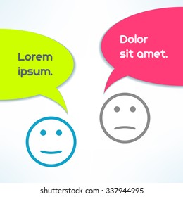 Vector conversation background with faces in stylish bright design. Speech bubble elements. Dialog and communication concept.