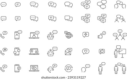 Vector Conversation and Communication Monochrome Icon Set