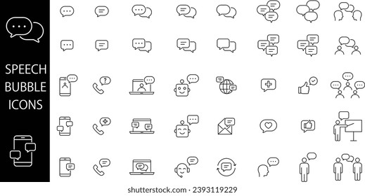 Vector Conversation and Communication Monochrome Icon Set