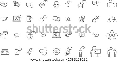 Vector Conversation and Communication Monochrome Icon Set