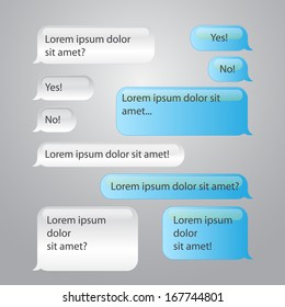 Vector conversation speech bubbles on grey background