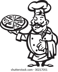 vector cook with pizza