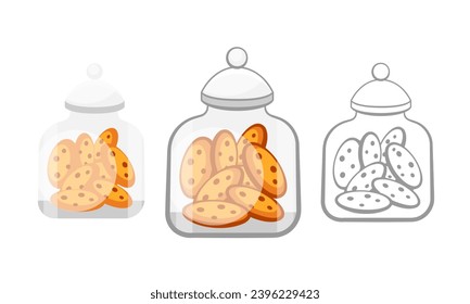 Vector cookies in a jar in cartoon style.