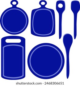 Vector - cooking board in wood or plastic, with spoons. illustration.