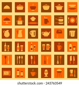  vector cooking kitchen icons, set cook tools, 