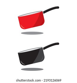 vector cooking pot of water for brewing coffee, tea, milk and noodles