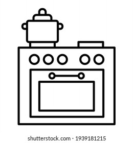 Vector Cooking Stove Outline Icon Design
