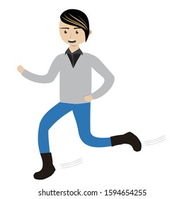 vector of cool businessman ran after his dream