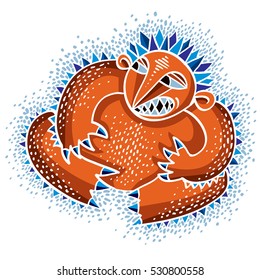 Vector cool cartoon angry monster, simple weird creature. Clipart mythic character for use in graphic design and as mascot. 