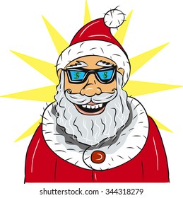 vector cool cheerful Santa Claus funny  in sunglasses superstar loves money