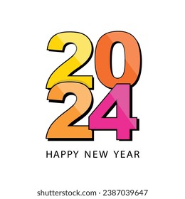 Vector Cool Colorful Design for 2024 Happy New Year Creative Card Design. New Year and Christmas Banner Design in Magical Colors. Outline Colorful Sketch. 2024 Greeting Card Design Element.