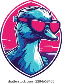 vector de pato fresco con gafas de sol