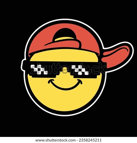 Vector Cool Emoticon with Hat Streetwear Cartoon Illustration