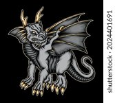 Vector cool fantasy dragon. Premium vector