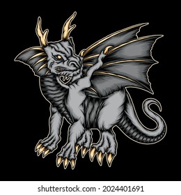Vector cool fantasy dragon. Premium vector