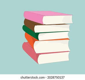 Vector cool flat design illustration on reading with abstract pile of books and closed books. Knowledge, learning and education concept design