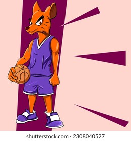 Vector Cool Fox as Basketball sports player Illustration with a stylish pose with a light background, Game-changing Impact high Scorer can be used in banners, Posters, and Motion Graphics