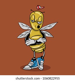 vector of cool hiphop bee characters3