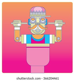 vector cool hipster men pop art illustration