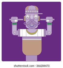 vector cool hipster men pop art illustration