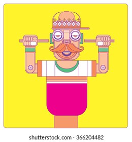 vector cool hipster men pop art illustration
