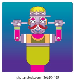 vector cool hipster men pop art illustration