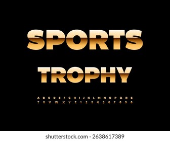 Vector Cool icon Sports Trophy. Luxury Golden Font. Premium Digital Alphabet Letters and Numbers set.