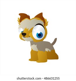 vector cool image of animal. Funny happy Yorkshire terrier dog