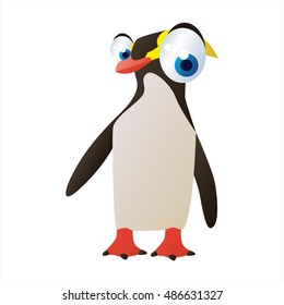 vector cool image of animal. Funny happy Yellow Penguin