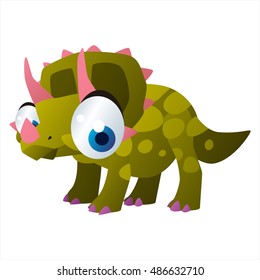 vector cool image of animal. Funny happy Triceratops