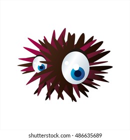 vector cool image of animal. Funny happy sealife creature. Urchin