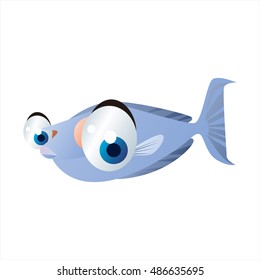 vector cool image of animal. Funny happy sealife creature. Unicorn fish