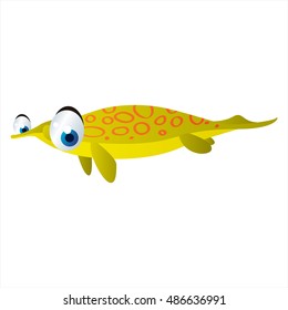 vector cool image of animal. Funny happy sealife creature. Water dinosaur. 