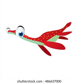 vector cool image of animal. Funny happy sealife creature. Water dinosaur.