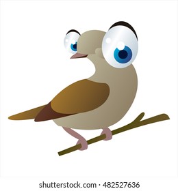 vector cool image of cartoon bright color animal. Funny cute birds. Dove