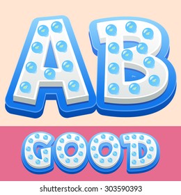 Vektorcoole Lampenalphabet im Comic-Stil.  Buchstaben A B